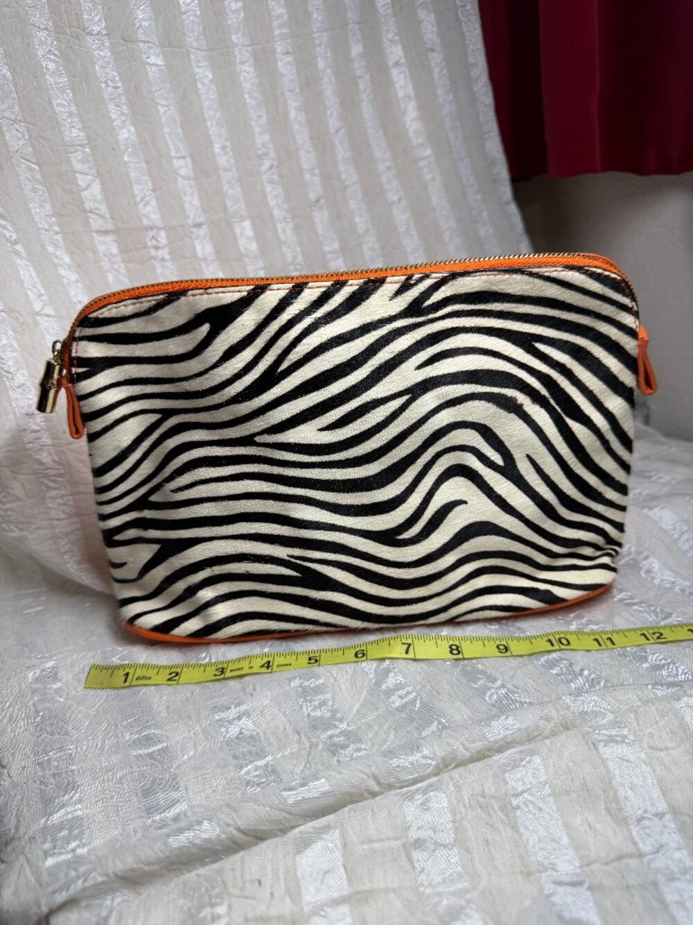 Toss Designs Madagascar Zebra Print Orange Cosmetic Makeup Bag Pouch